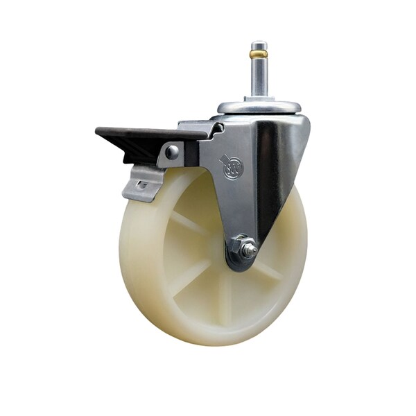 5 Nylon Wheel Swivel 7/16'' Grip Ring Stem Caster with Brake